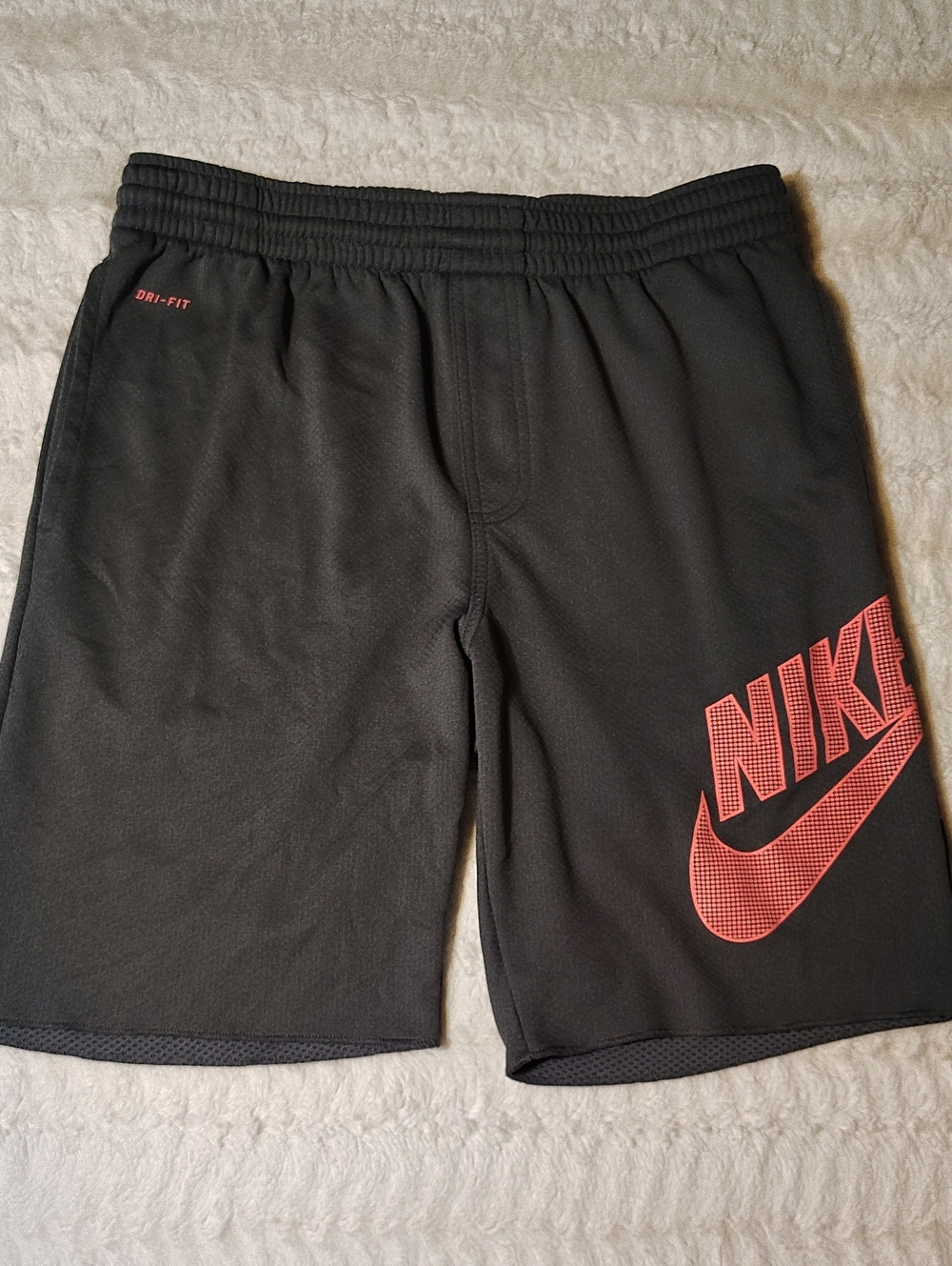 Nike Men’s Black Athletic Shorts with Red Logo